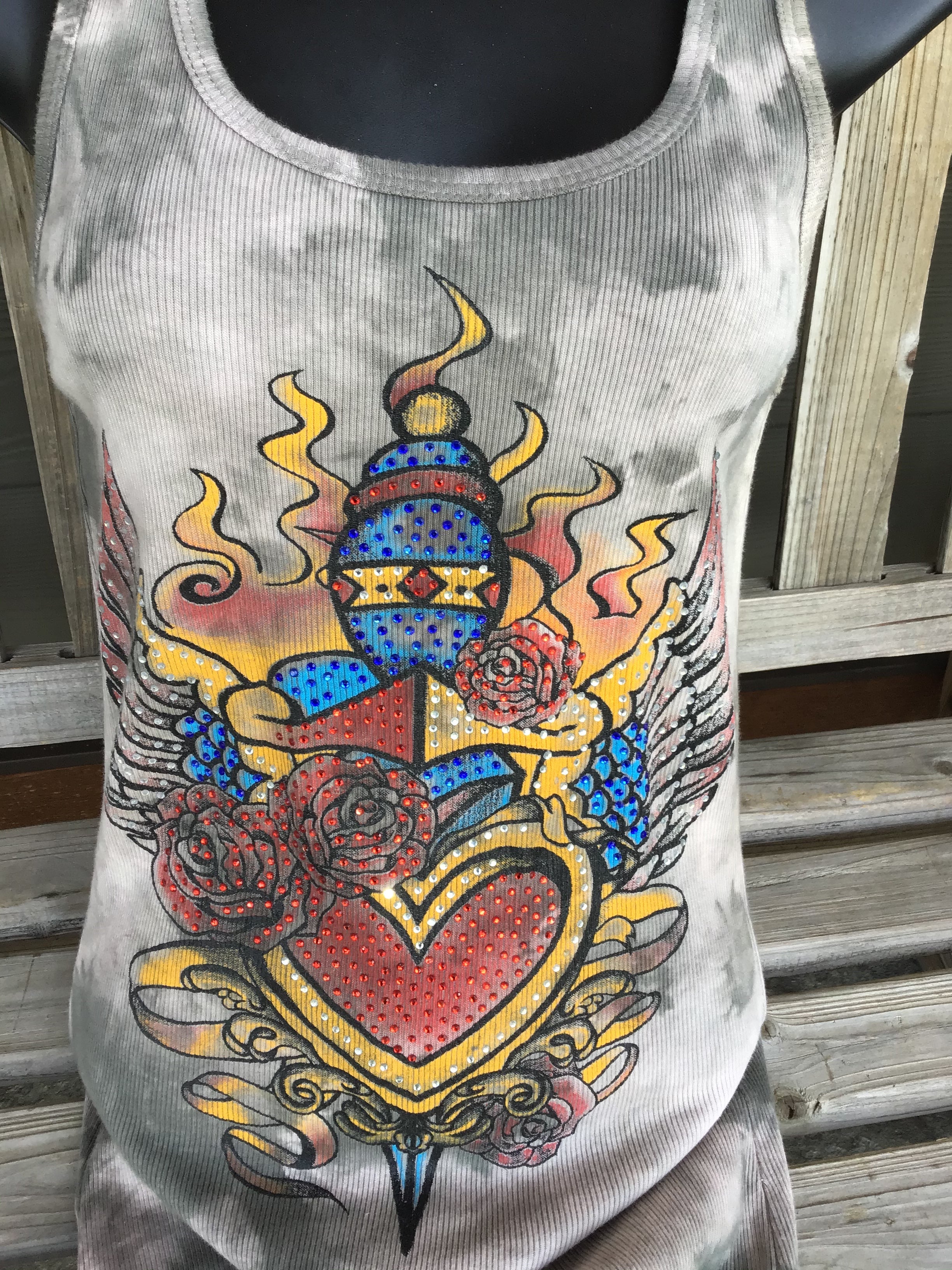 Tattoo woman’s  vocal tank top woman’s dressy tank top Tie-dye summer tank tops
