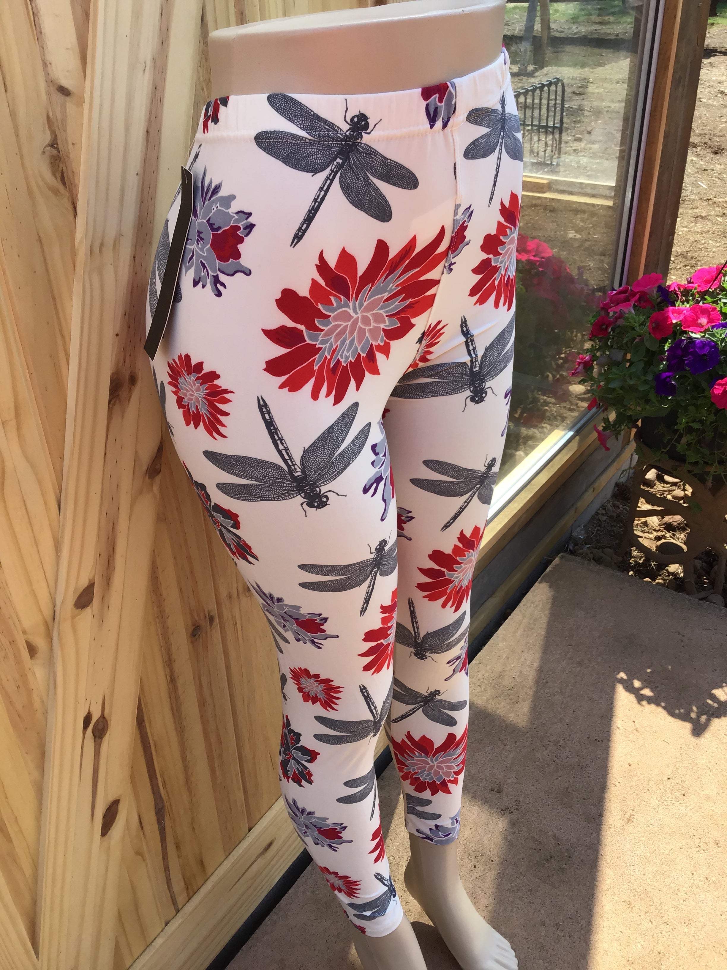 Dragon Fly Womens best leggings BUTTERY SOFT LEGGINGS One Size red dragon fly Print