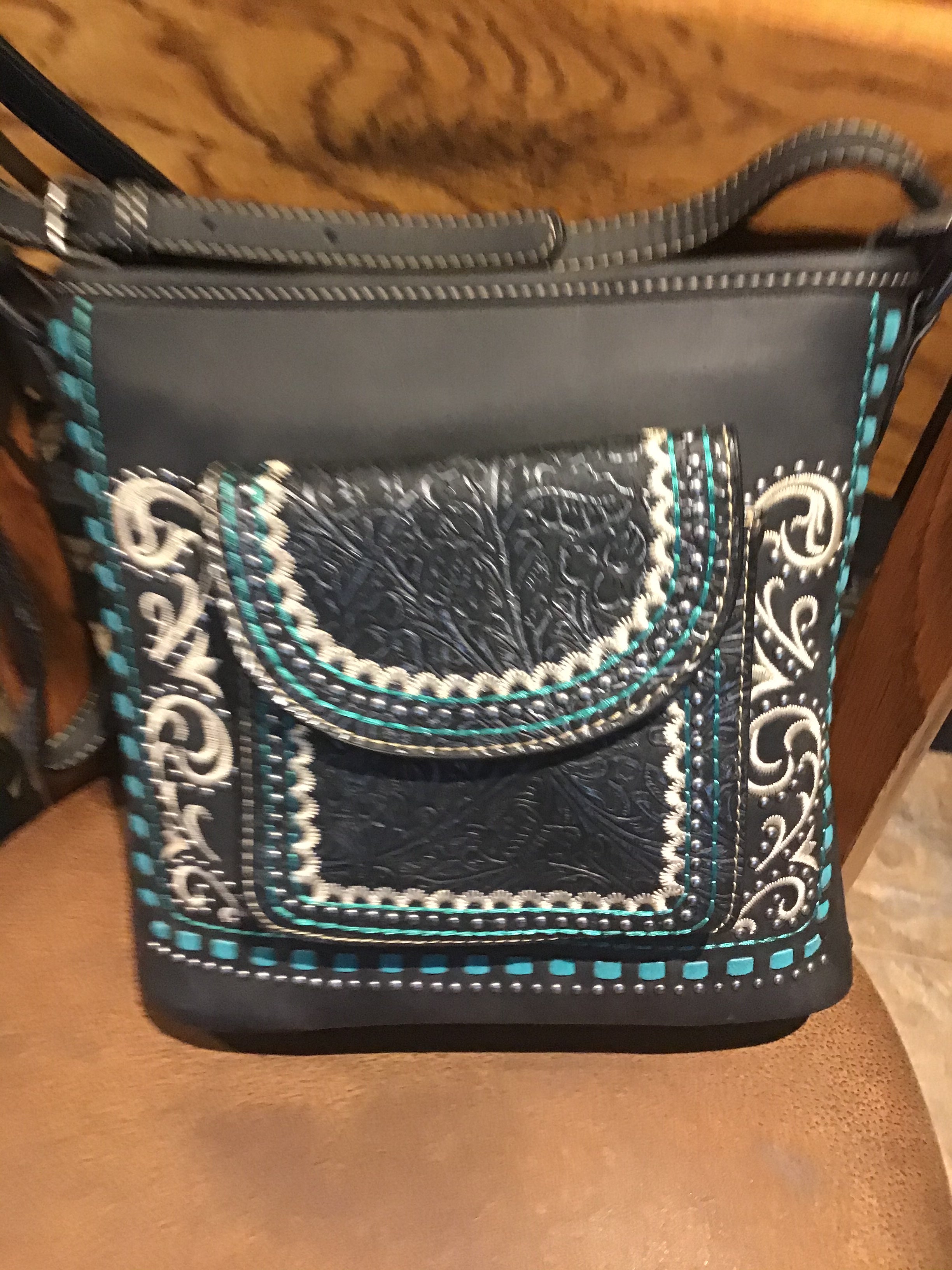 Tooled Collection Tote Embossed vintage Montana West handbag Saddle stitch purse