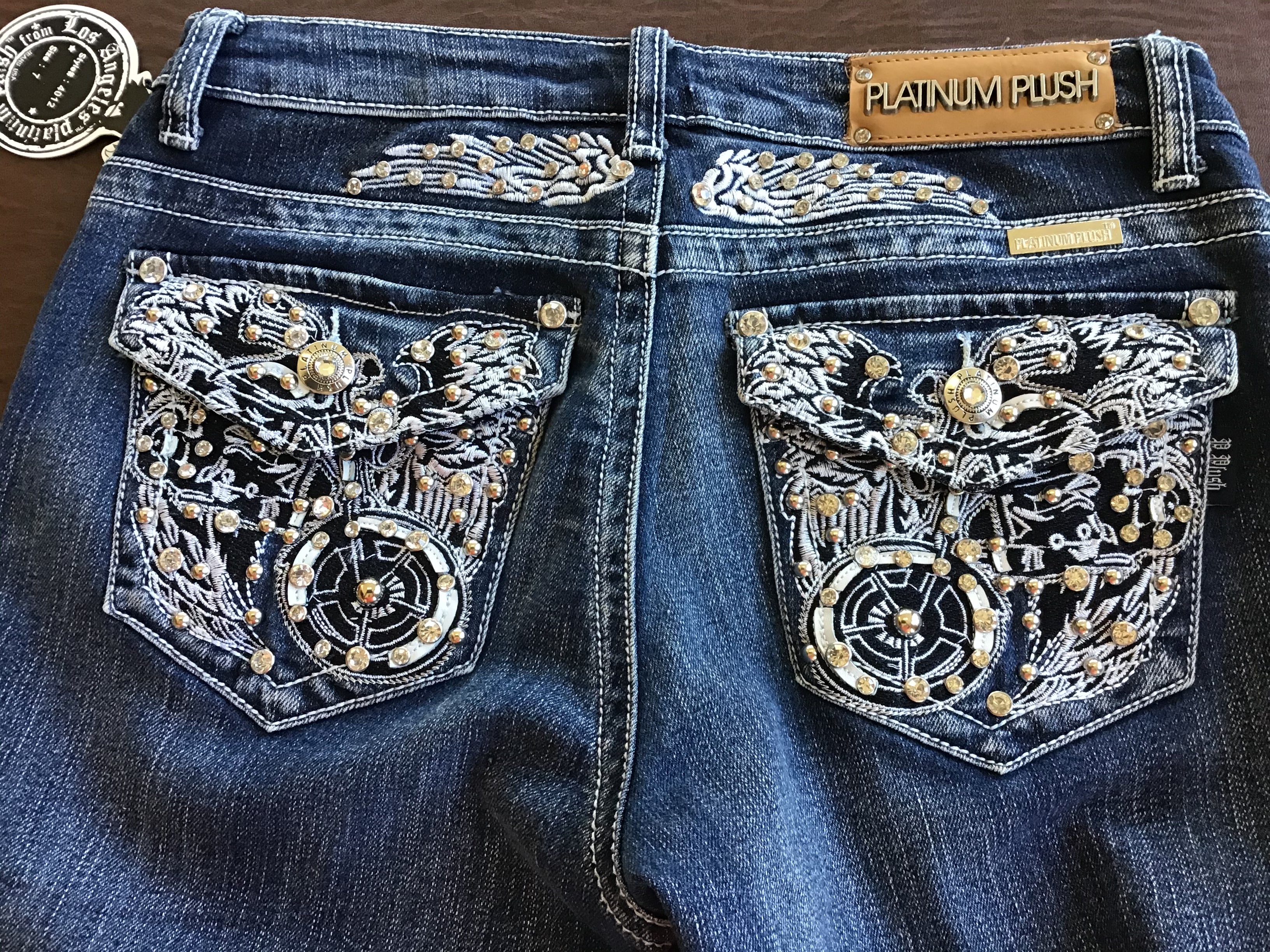 Boot Cut denim with wings & motorcycle detail on  pockets Biker jeans women Boot cut denim women's biker clothing,Skull Bling Boot Cut Jean