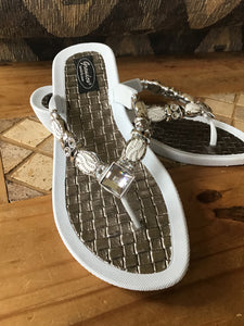 Gorgeous bling sandals with wedge V-thong sandal Faberge Thong Sandal