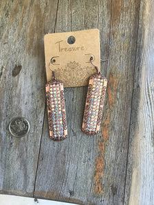 Gorgeous BoHo chic rustic rhinestone bronze color FISH HOOK Earrings Bling Stone Drop Earrings
