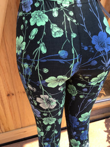 Women’s best leggings BUTTERY SOFT LEGGINGS One Size  Print Natural flower green teal print