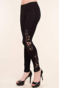Black Gorgeous Leggings with Uniquely Designed Crochet
