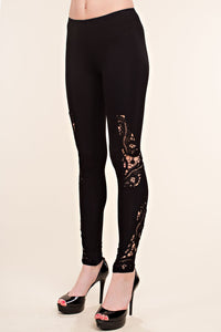 Black Gorgeous Leggings with Uniquely Designed Crochet
