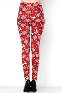 Christmas Womens best leggings BUTTERY SOFT LEGGINGS One Size Print Reindeer with snowflake leggings