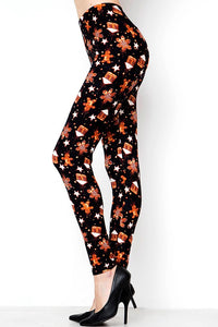 Christmas Womens best leggings BUTTERY SOFT LEGGINGS One Size Print Gingerbread and snowflake print
