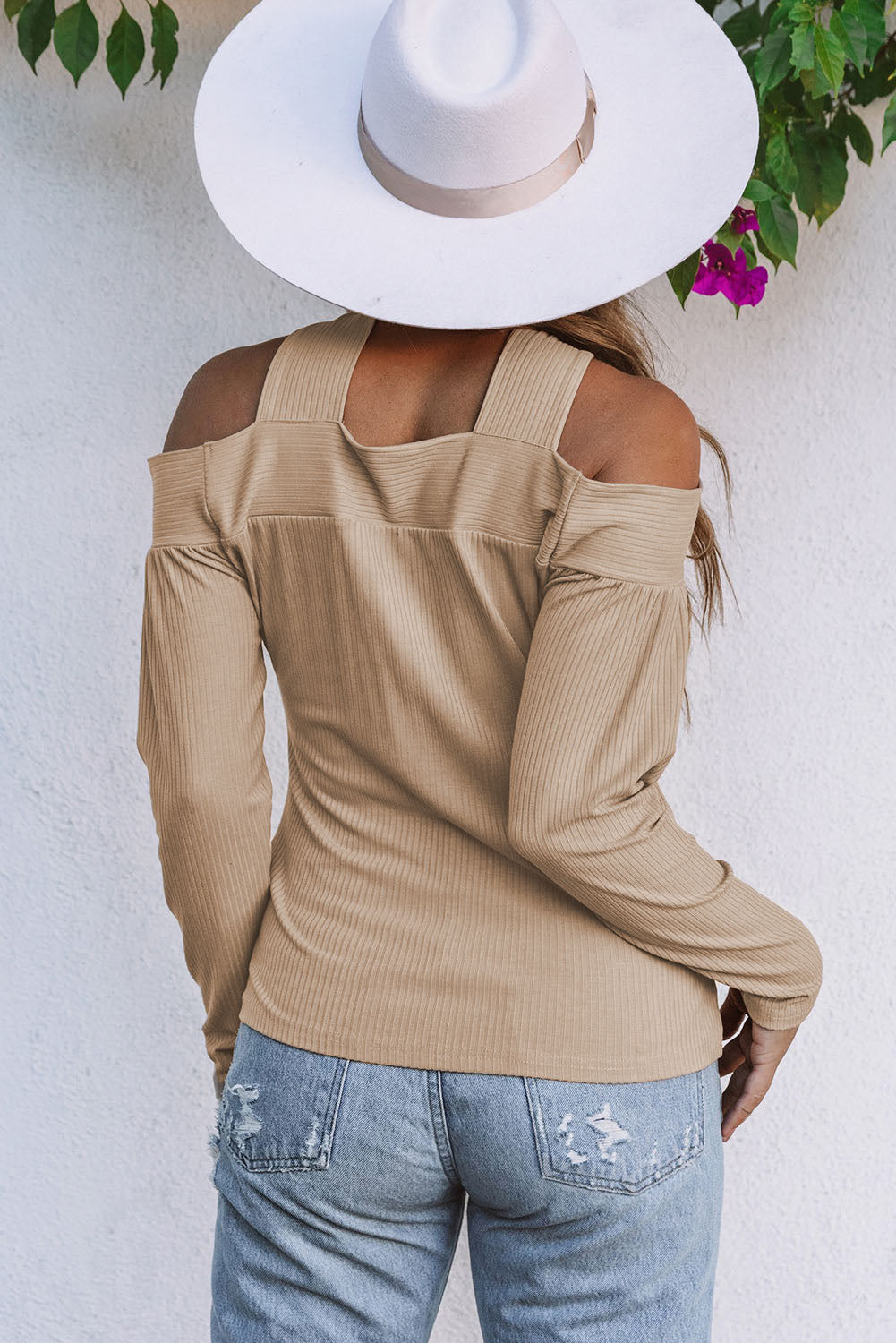 Apricot Cut Out Criss Cross Cold Shoulder Ribbed Top – Tack-M-Up Stables