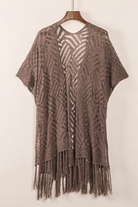 Brown Loose Knitwear Kimono with Slits