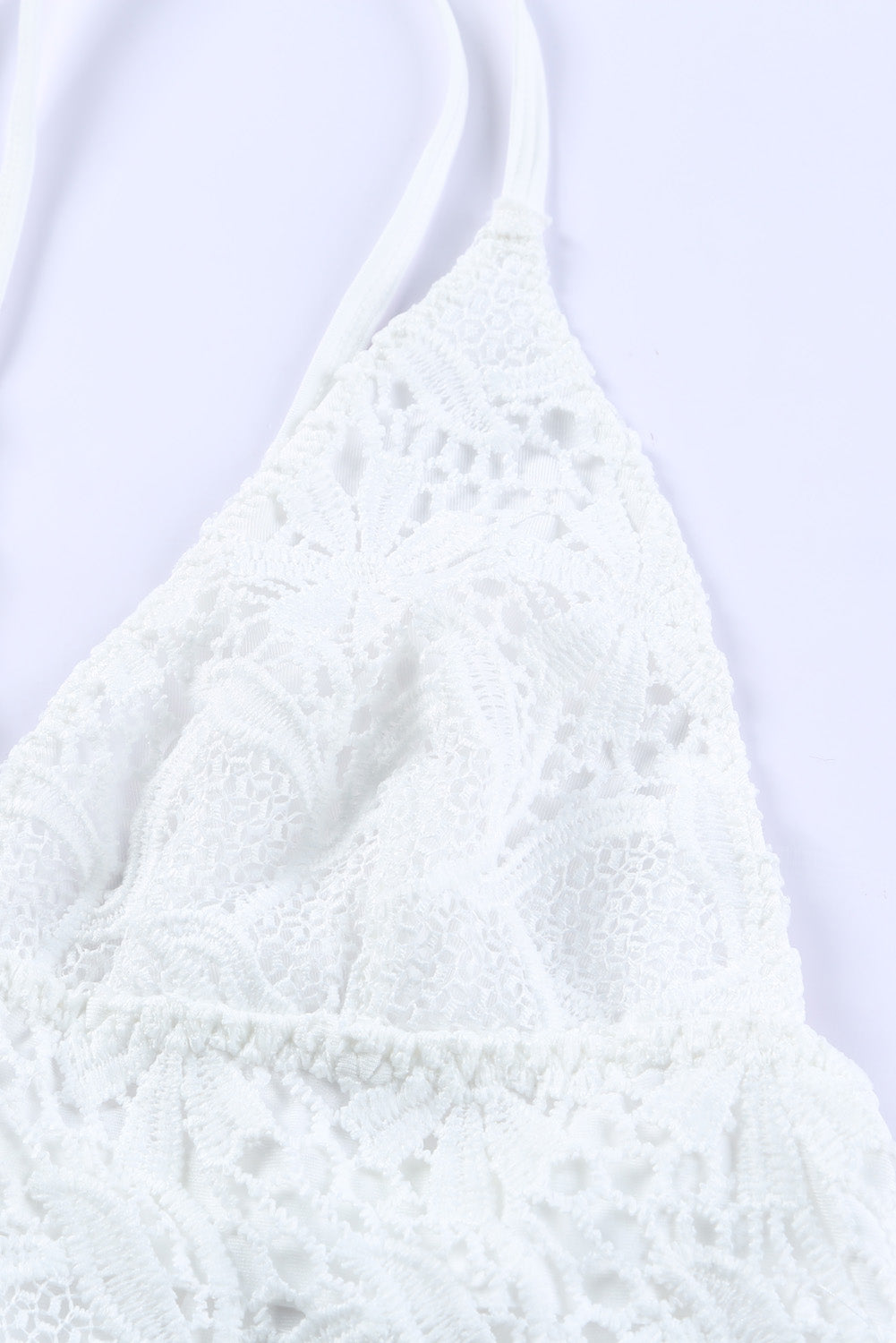 White Floral Lace Crochet Halter Backless Bralette