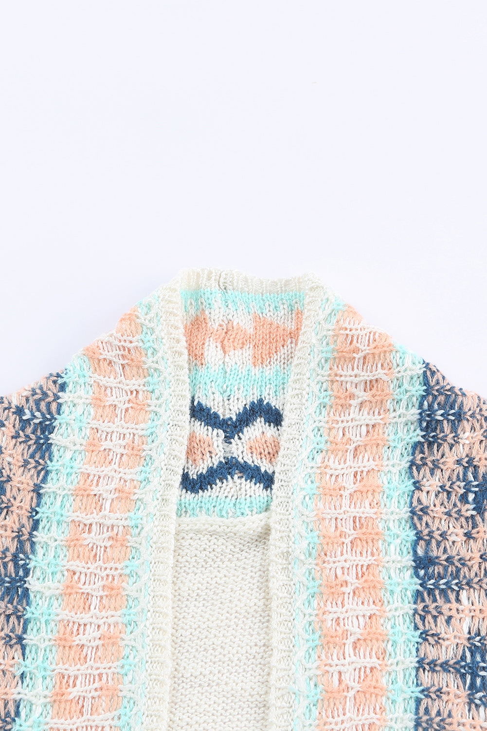 Apricot Aztec Print Open Front Cardigan Fuzzy sweater knit