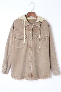 A Must Have Color Bock Shacket Corduroy Hooded Jacket