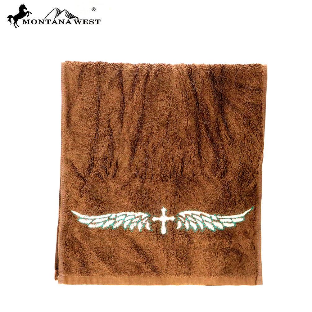 Cross wing embroidered Montana West Face & Hand Towels- Set of 6 Assorted Colors