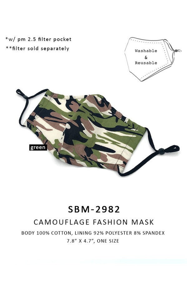 Camo print fashion mask