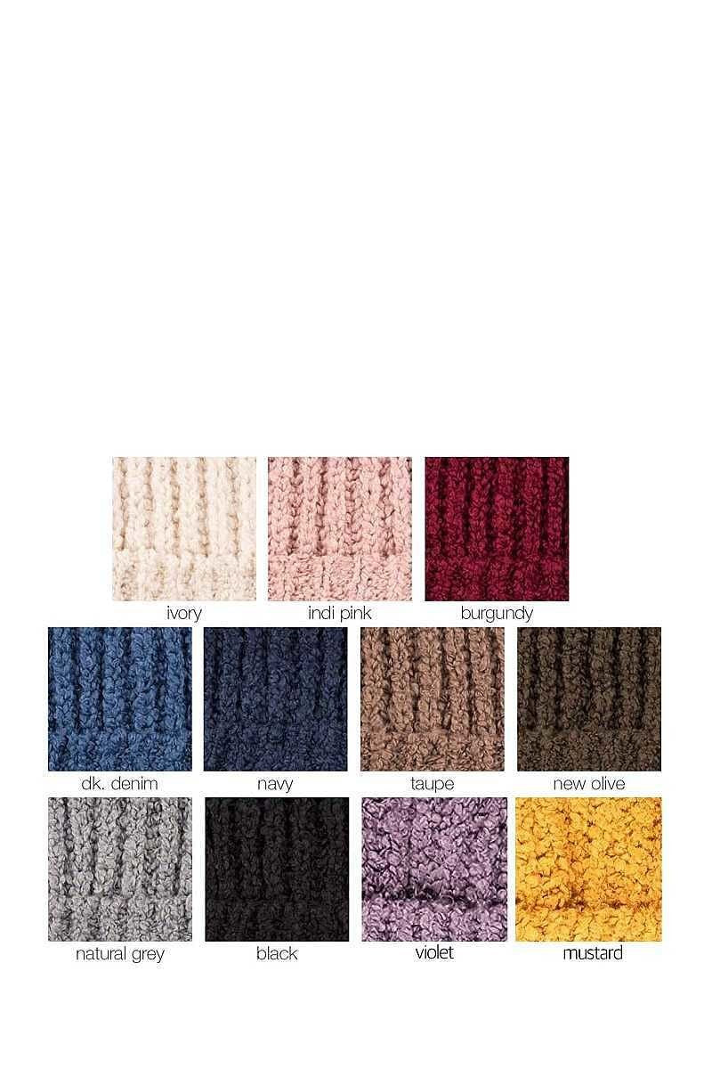 CHENILLE POM CC BEANIE HAT TOUQE