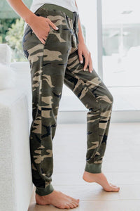 Green Cotton Blend Pocketed Camo Joggers Pants xlarge