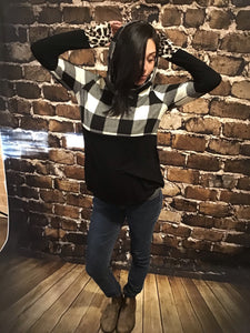 Leopard Print & Buffalo Plaid Hoodie