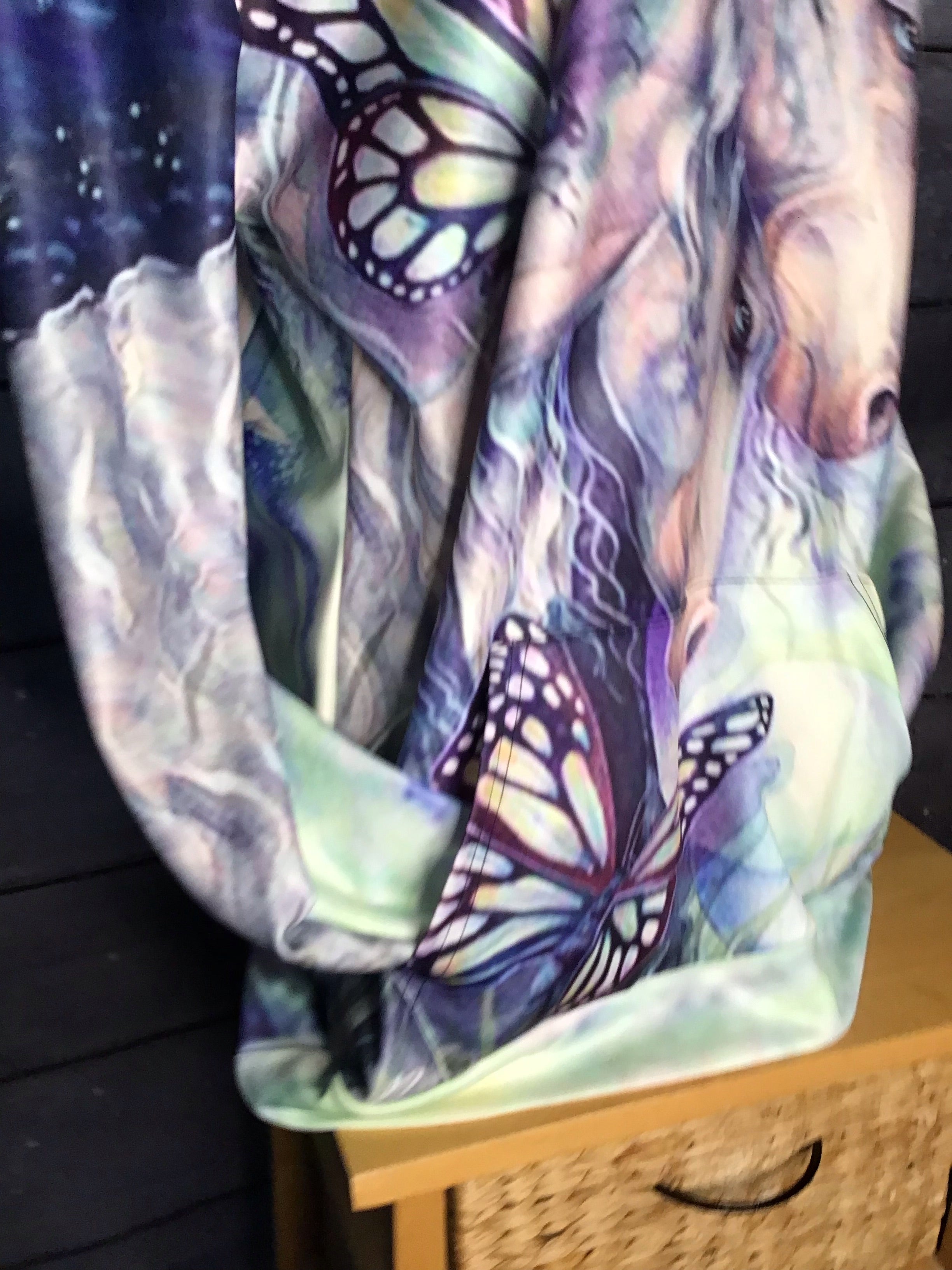 Butterfly  Thin Horse Pull Over Hoodie Zipper up