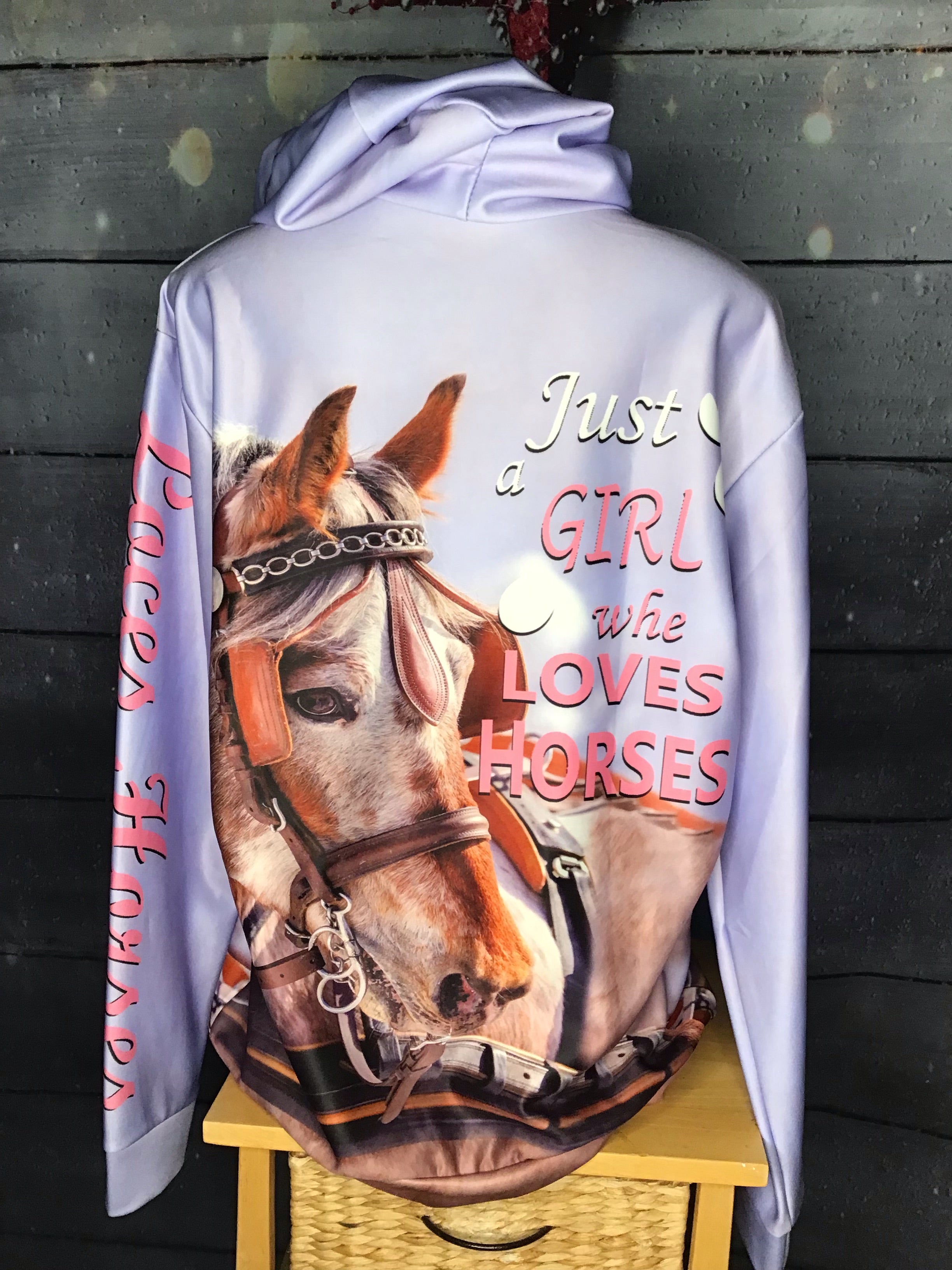 Just A Girl Who Loves Horse Thin Horse Pull Over Hoodie Zipper up