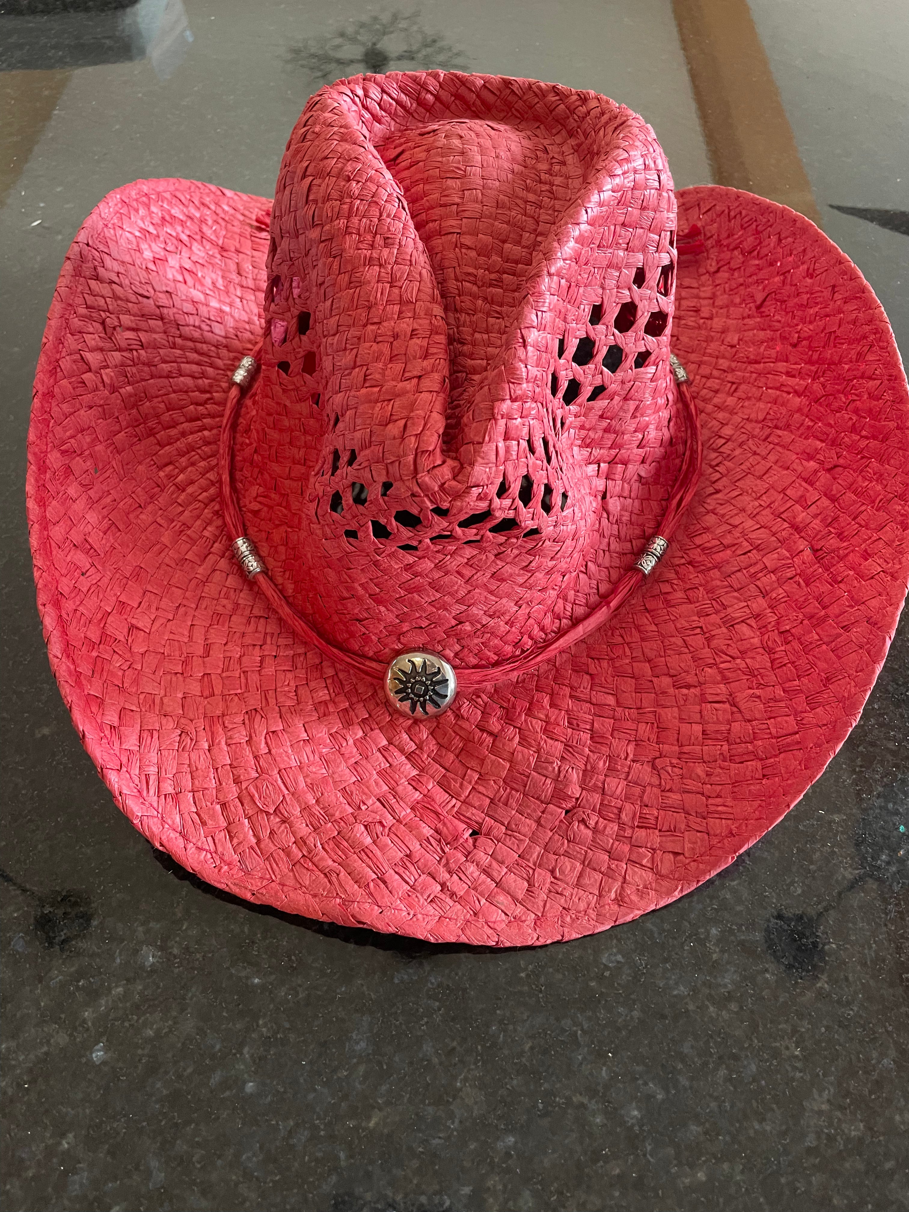 Red Cowboy Hat Straw