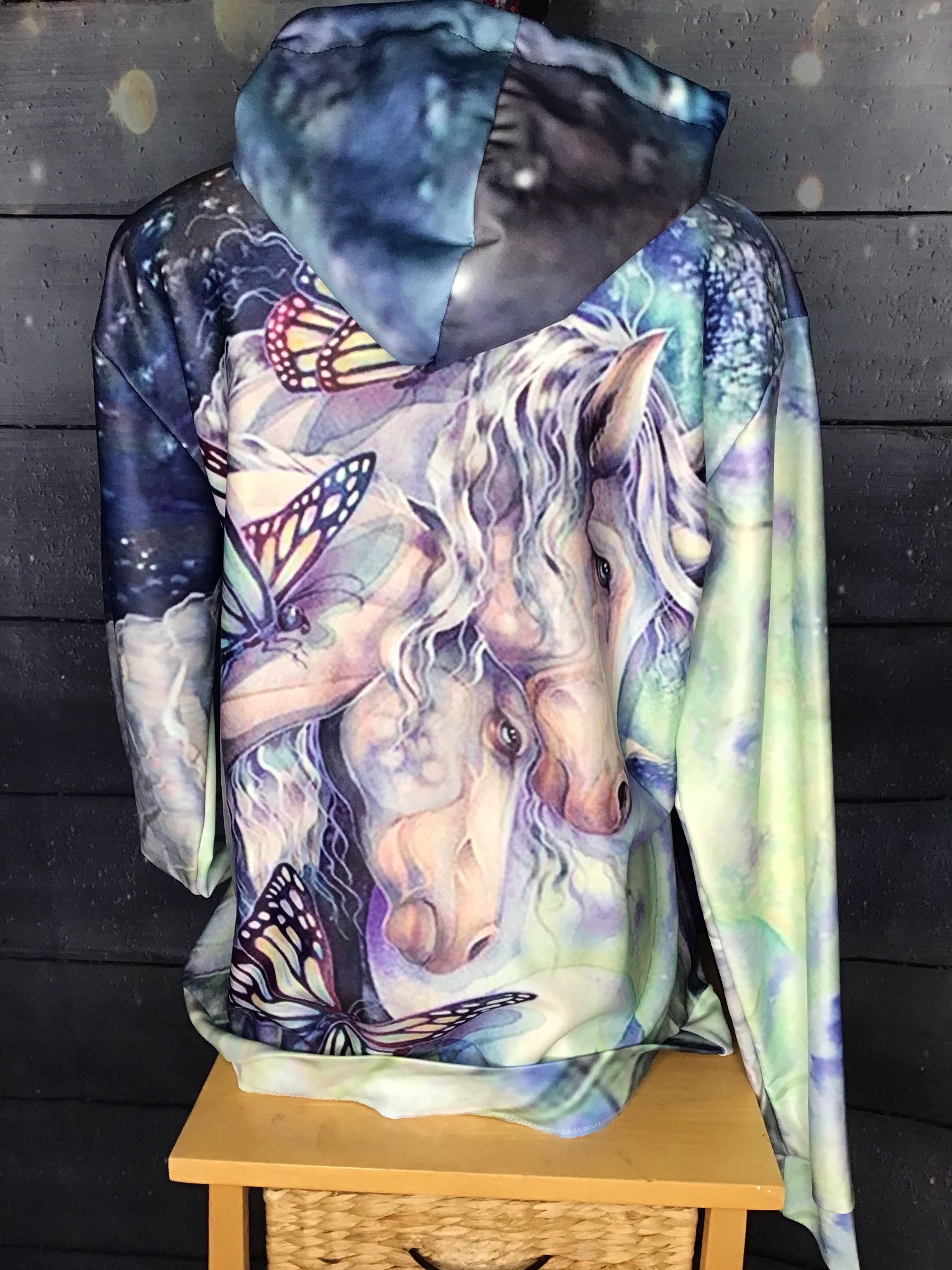 Butterfly  Thin Horse Pull Over Hoodie Zipper up