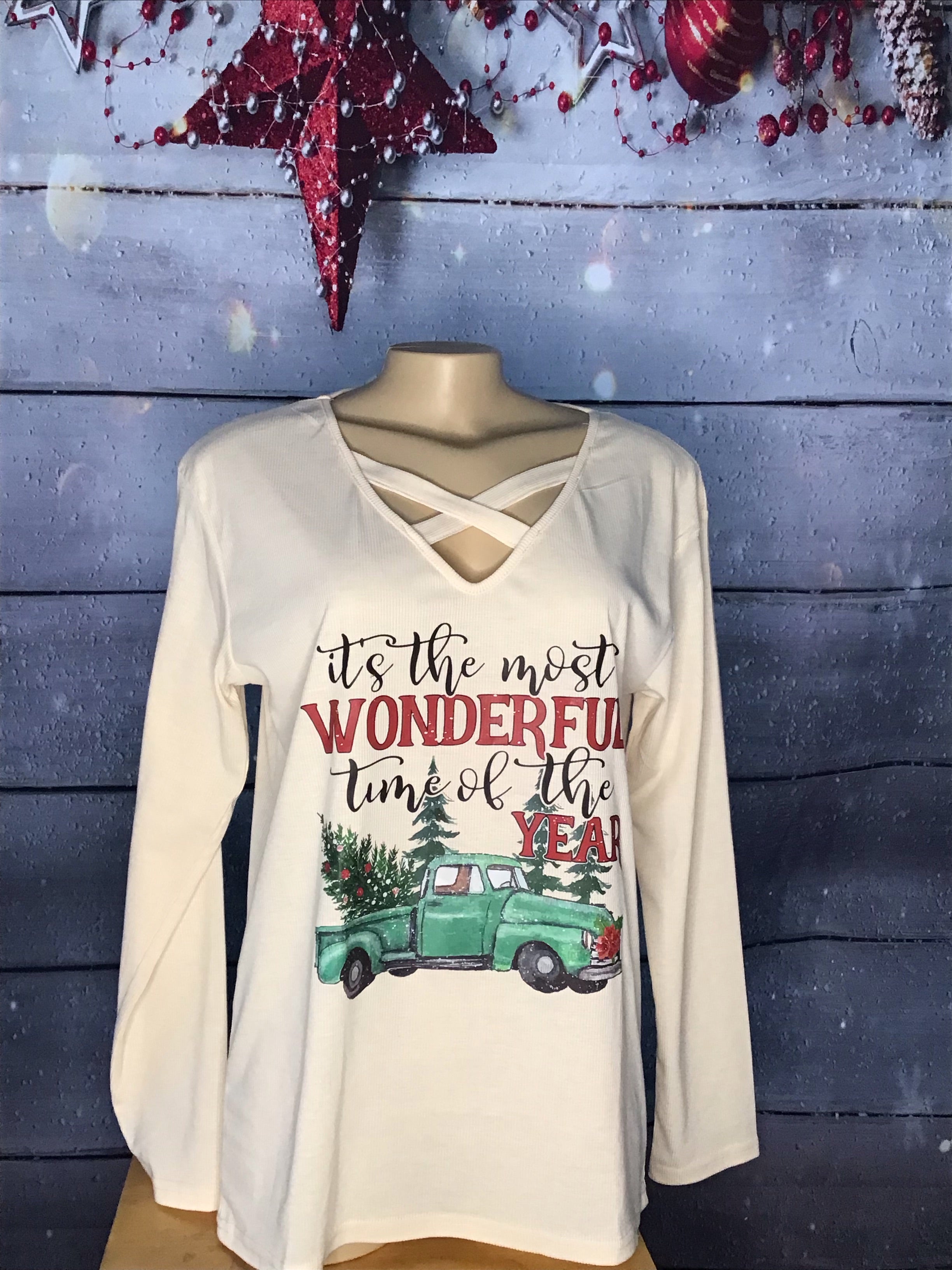Its the most wonderful time of the year criss cross shirt Christmas's long sleeve