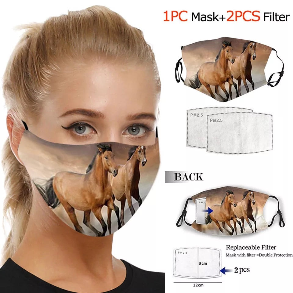 Horse Face Mask Washable Reusable Trendy Mouth Face