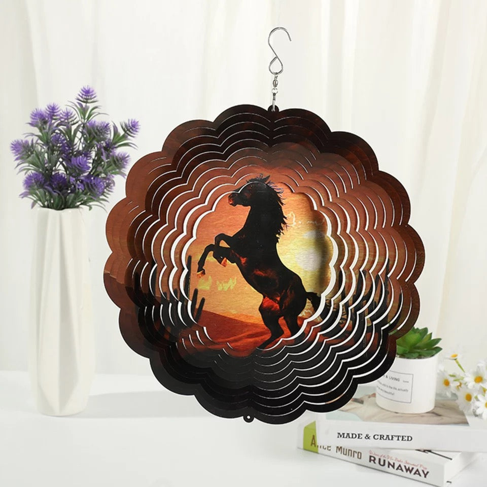 Pre Order 3D Horse Metal Wind Spinner Handicraft Rotating Garden