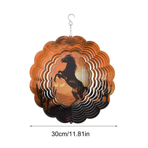 Pre Order 3D Horse Metal Wind Spinner Handicraft Rotating Garden