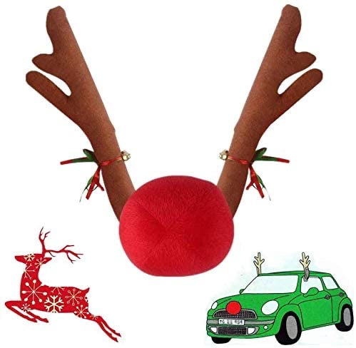 Deer Rudolf Reindeer Christmas Car Décor  Antlers Red nose.