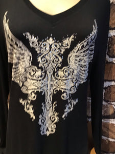 Gorgeous Cross Wing Long Sleeve Plus size Top