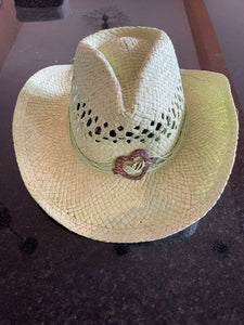 Lime Green With Heart Cowboy Hat Straw
