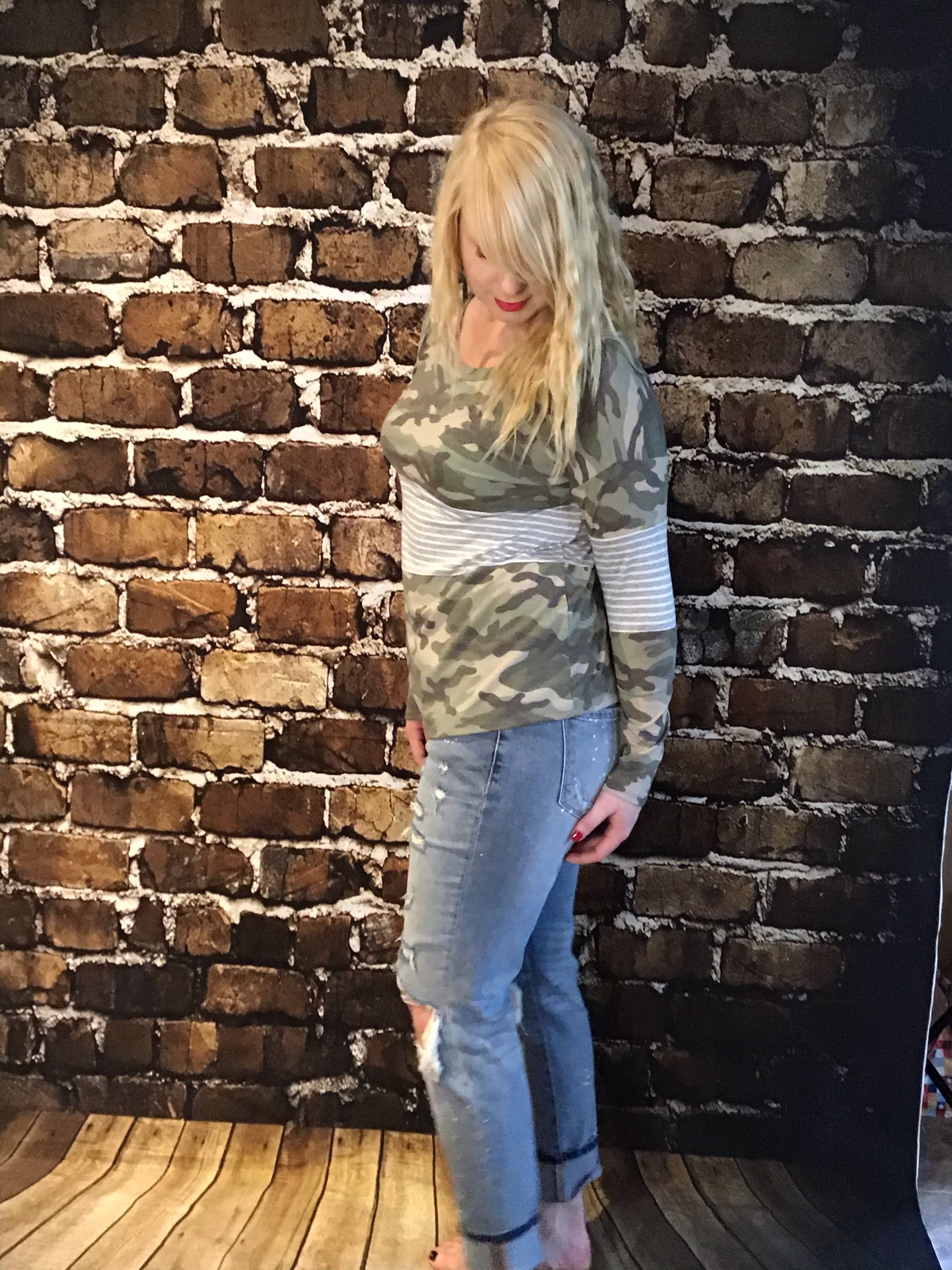 Trendy camo Olive Camouflage long sleeve made with high-quality Olive Camo