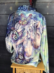 Butterfly  Thin Horse Pull Over Hoodie Zipper up