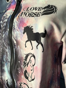 Braided Horse Thin Horse Pull Over Hoodie ZIP Up