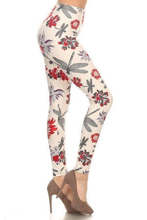 Dragon Fly Womens best leggings BUTTERY SOFT LEGGINGS One Size red dragon fly Print